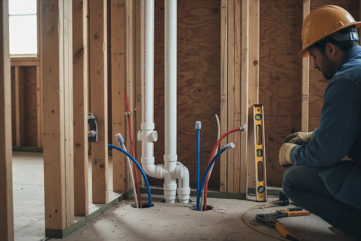 Drain and supply rough-in during Drain Cleaning in Midland